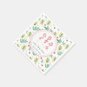 Cute Tropical Flamingo Personalized Baby shower Servet (Hoek)