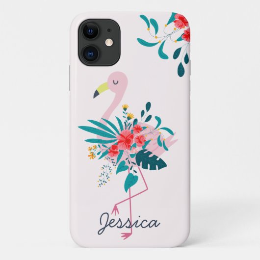 Cute Tropical Floral Flamingo Case-Mate iPhone Case (Achterkant)