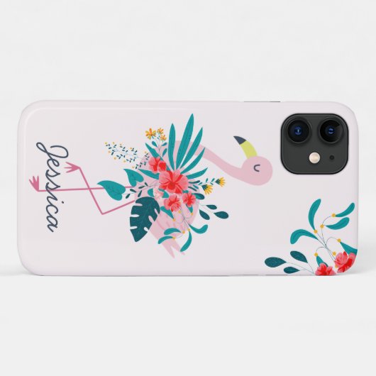 Cute Tropical Floral Flamingo Case-Mate iPhone Case (Achterkant (horizontaal))