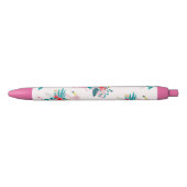 Cute Tropical Floral Flamingo patroon Zwarte Inkt Pen (Voorkant)
