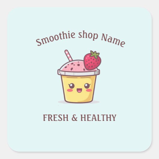 Cute Tropical Fruit Smoothies Fruit Kitchen shop Vierkante Sticker (Voorkant)