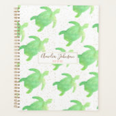 Cute Tropical Green Waterverf Turtles Patroon Planner (Voorkant)