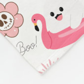 Cute Tropical Halloween – Ghosts & Flamingo Fleece Deken (Hoek)