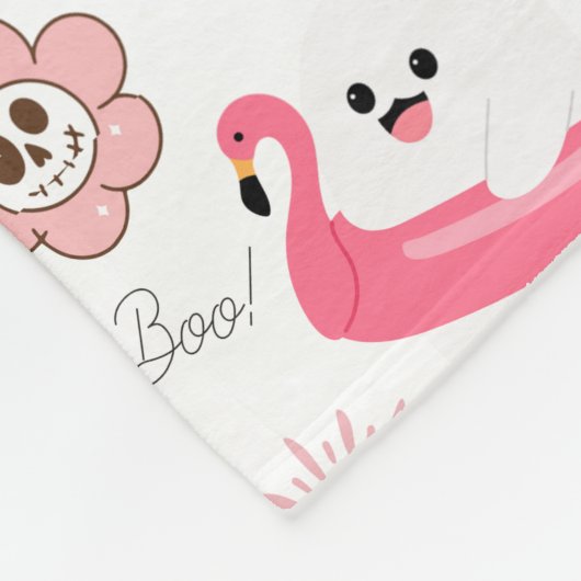 Cute Tropical Halloween – Ghosts & Flamingo Fleece Deken (Hoek)