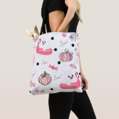Cute Tropical Halloween Tote – Ghosts & Flamingos Bag (Dichtbij)