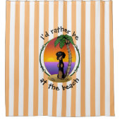 Cute Tropical Island Beach Dachshund (zwart & tan) Douchegordijn (Voorkant)