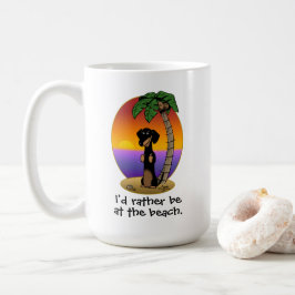 Cute Tropical Island Beach Dachshund (zwart & tan) Koffiemok