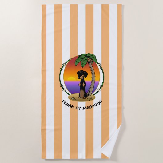 Cute Tropical Island Beach Dachshund (zwart & tan) Strandlaken (Voorkant)