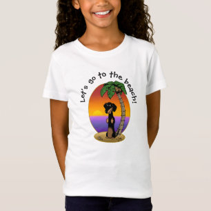 Cute Tropical Island Beach Dachshund (zwart & tan) T-shirt