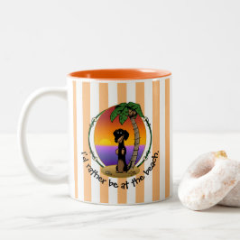 Cute Tropical Island Beach Dachshund (zwart & tan) Tweekleurige Koffiemok