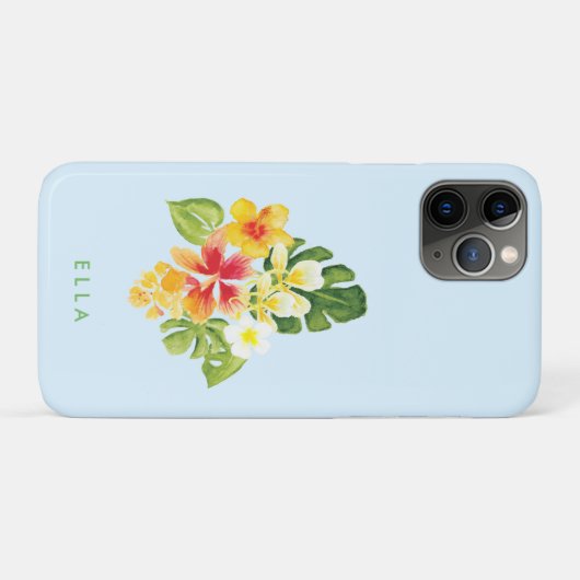 Cute tropical Island floral waterverf flower name Case-Mate iPhone Case (Achterkant (horizontaal))