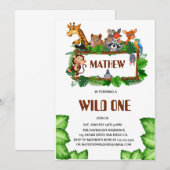 Cute Tropical Jungle Safari Wild One 1st  Kaart (Voorkant / Achterkant)