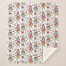 Cute Tropical kerstSherpa Blanket