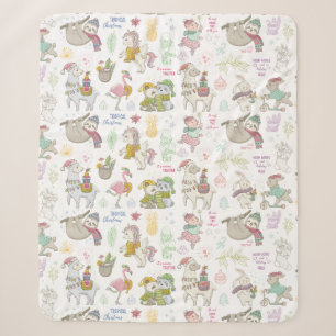 Cute Tropical kerstSherpa Blanket Sherpa Deken