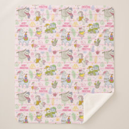 Cute Tropical kerstSherpa Blanket Sherpa Deken