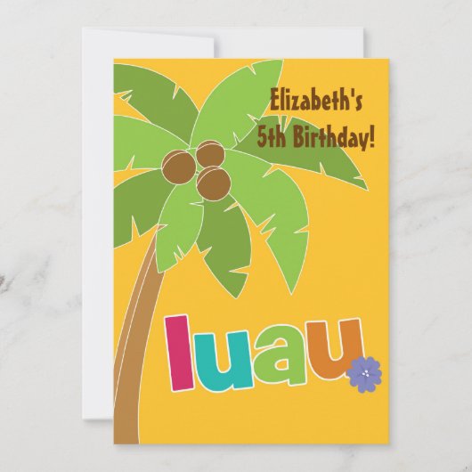 CUTE Tropical Luau Birthday Party Invitation Kaart (Voorkant)