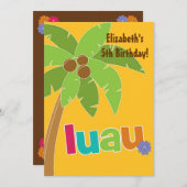 CUTE Tropical Luau Birthday Party Invitation Kaart (Voorkant / Achterkant)