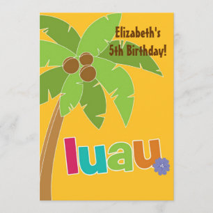 CUTE Tropical Luau Birthday Party Invitation Kaart
