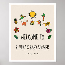 Cute tropical oerwoud Baby shower Welkom Poster