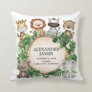 Cute Tropical Oerwoud Safari Animals Boy Nursery Kussen