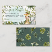 Cute Tropical Oerwoud Safari Animals Diaper Raffle Informatiekaartje (Voorkant / Achterkant)