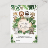 Cute Tropical Oerwoud Safari Animals Diaper Raffle Informatiekaartje (Voorkant)