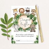Cute Tropical Oerwoud Safari Animals Diaper Raffle Informatiekaartje