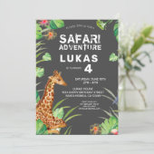 Cute Tropical Oerwoud Safari Giraffe Birthday Kaart (Staand voorkant)