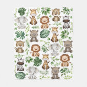 Cute Tropical Oerwoud Safari Wild Animals Baby Boy Fleece Deken (Voorkant)