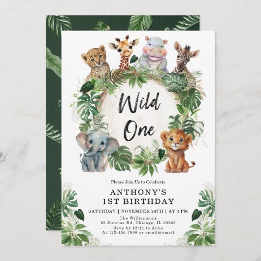 Cute Tropical Oerwoud Safari Wild Eén eerste verja Kaart (Voorkant / Achterkant)