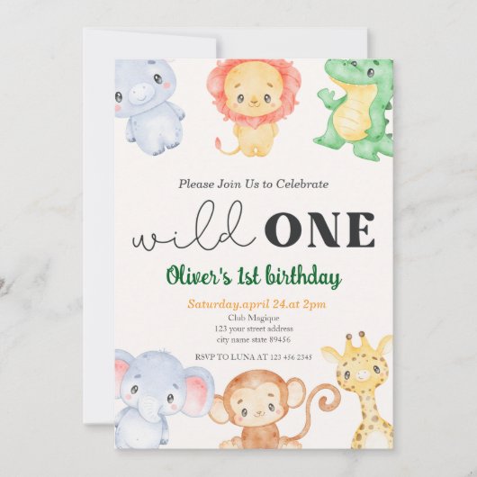 Cute Tropical Oerwoud Safari Wild Eén eerste verja Kaart (Voorkant)