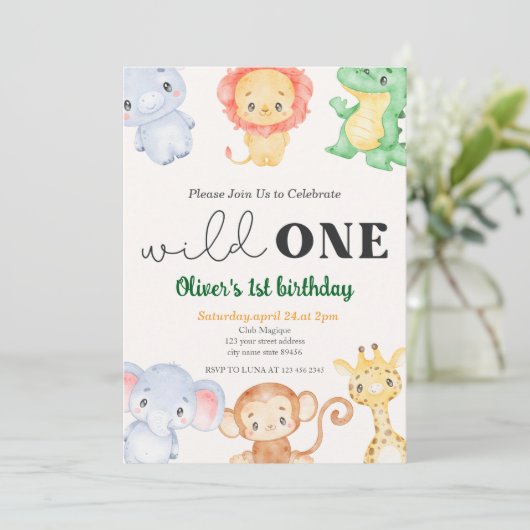 Cute Tropical Oerwoud Safari Wild Eén eerste verja Kaart (Staand voorkant)