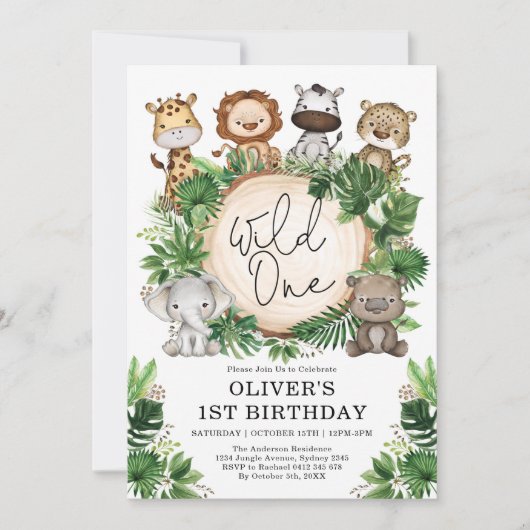 Cute Tropical Oerwoud Safari Wild Eén eerste verja Kaart (Voorkant)