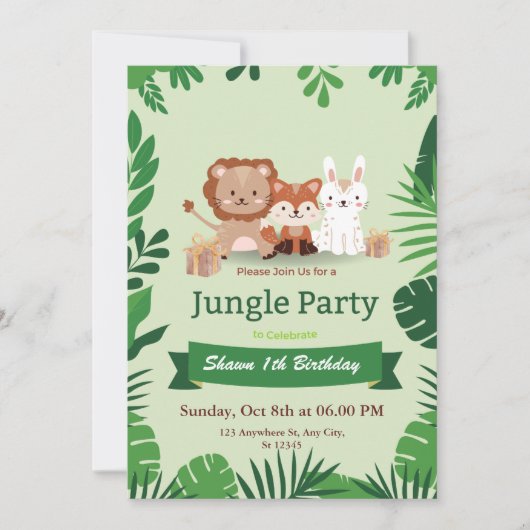 Cute Tropical Oerwoud Safari Wild Eén eerste verja Kaart (Voorkant)