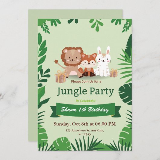 Cute Tropical Oerwoud Safari Wild Eén eerste verja Kaart (Voorkant / Achterkant)