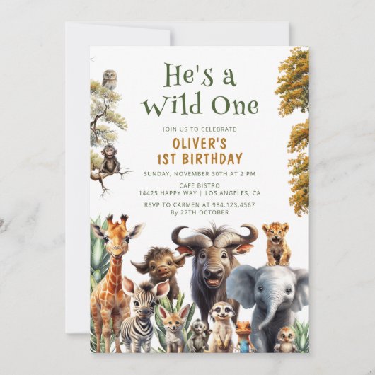 Cute Tropical Oerwoud Safari Wild Eén eerste verja Kaart (Voorkant)