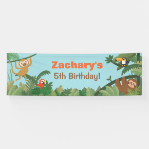 Cute Tropical Oerwoud Theme Animals Party Banner