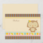 Cute tropical owl meiden dank je platte kaart (Voorkant / Achterkant)