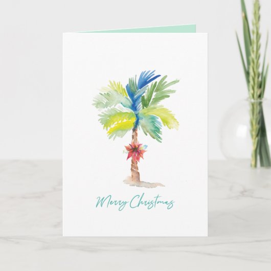 Cute Tropical Palm Trees Waterverf kerstkaart Kaart (Voorkant)