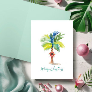 Cute Tropical Palm Trees Waterverf kerstkaart Kaart
