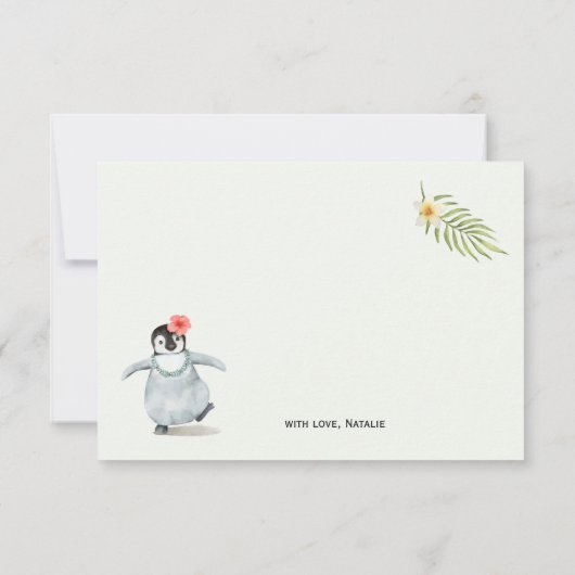 Cute Tropical Penguin Pink Animal Girl Baby shower Bedankkaart (Achterkant)