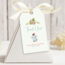 Cute Tropical Penguin Pink Baby shower