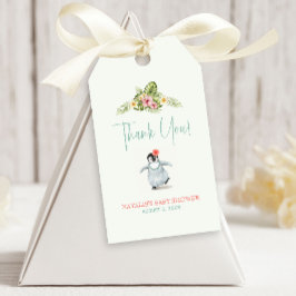 Cute Tropical Penguin Pink Baby shower Cadeaulabel