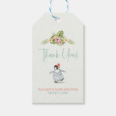 Cute Tropical Penguin Pink Baby shower Cadeaulabel (Voorkant)