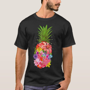 Cute Tropical Pineapple Flowers Aloha Hawaii Gift T-shirt