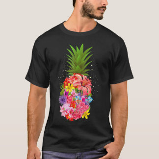 Cute Tropical Pineapple Flowers Aloha Hawaii Gift T-shirt