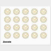 Cute Tropical Pineapple Monogram Name Classic Rou Ronde Sticker (Vel)