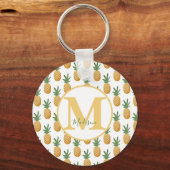 Cute Tropical Pineapple Monogram Sleutelhanger (Voorkant)