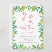 Cute Tropical Pink Flamingo Baby shower Kaart (Voorkant)