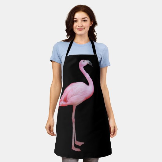 Cute Tropical Pink Flamingo on Black Modern Schort (Gedragen)